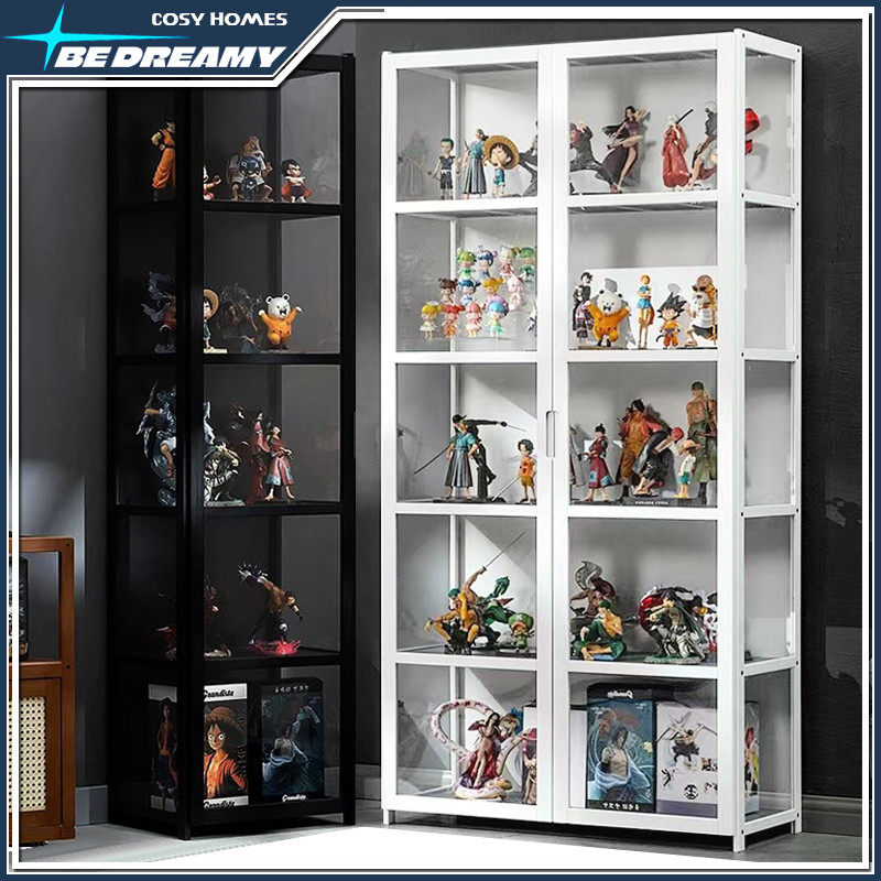 White Display Cabinet Book Shelf Cabinet with Transparent Door ...