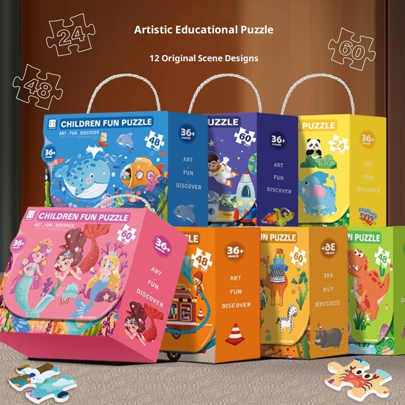 Extra-Large Kids Puzzle Set in Gift Box – Jumbo Piece Wooden Puzzles ...