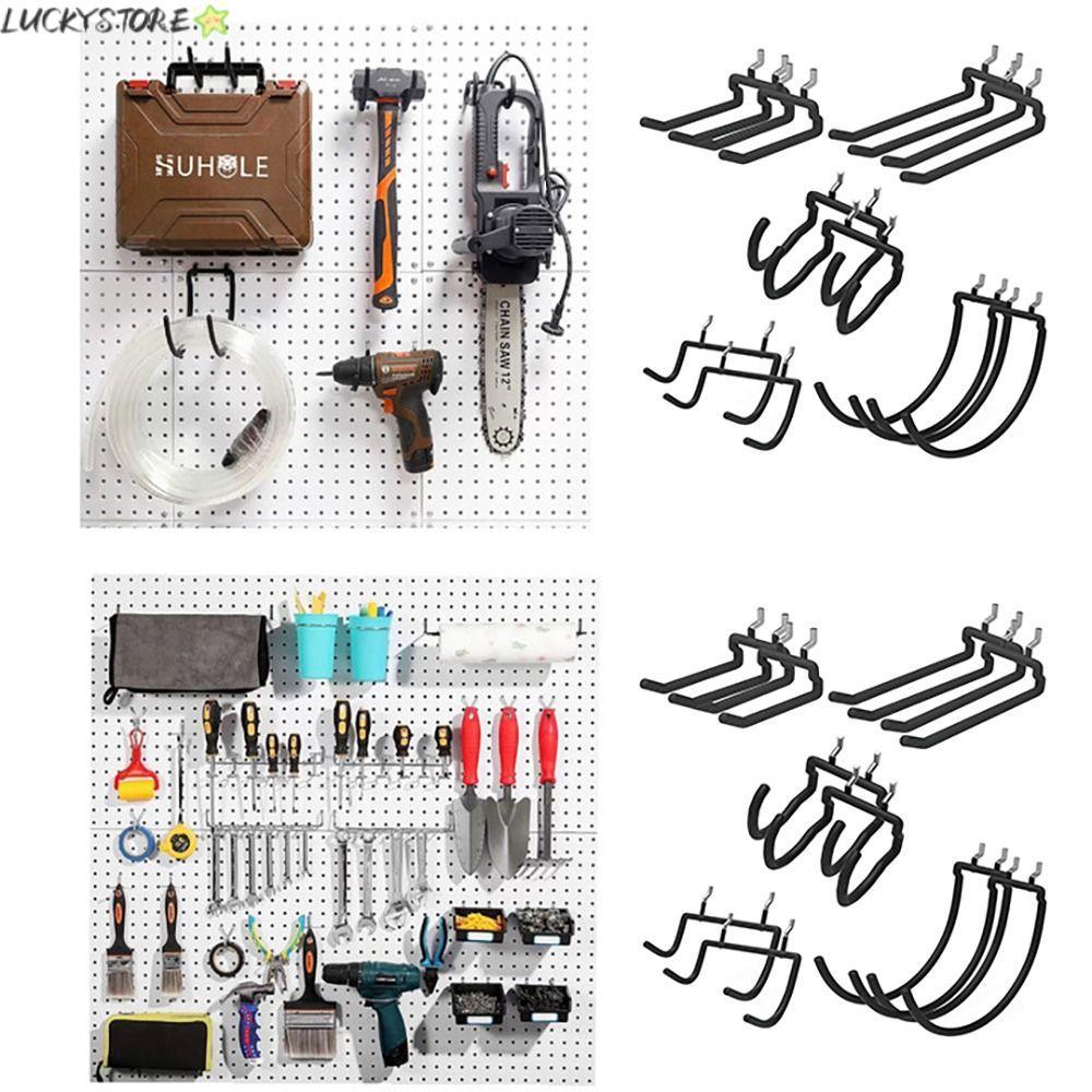 LUCKYSTORE Garage Storage Hooks Wall Mounted Steel Hole Plate Rack ...