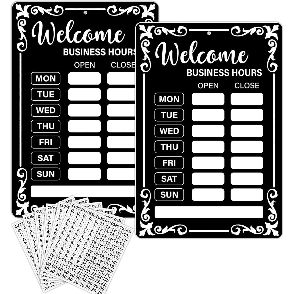 Lesnala 2Pcs Business Hours Sign Changeable Store Time Mark with ...