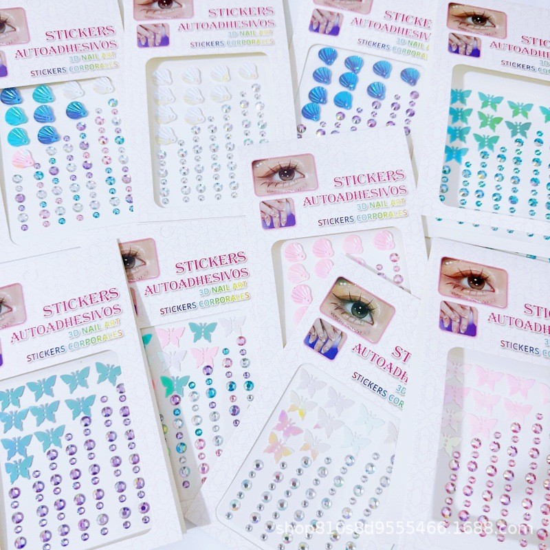 Stiker Wajah 3D Kupu Bunga Untuk Cosplay Makeup - Gambar 3