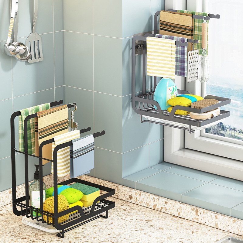 Window Sill Storage Rack Dishcloth Holder Kitchen Drying Cloth Rack ...