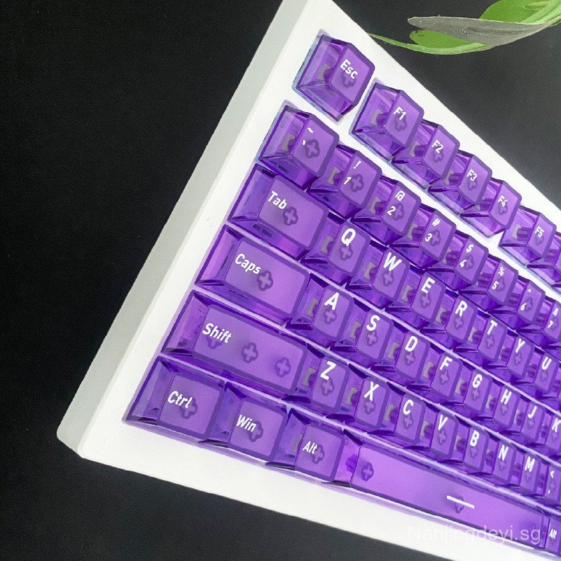 Purple Engraved Translucent Keycap Four-Sided Light Personality ...