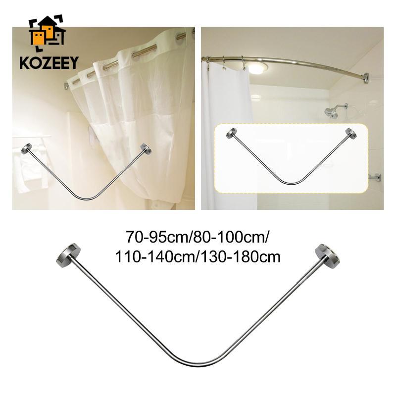 KOZEEY Expandable Curved Shower Rod Support Rod Bathroom Curved Shower ...