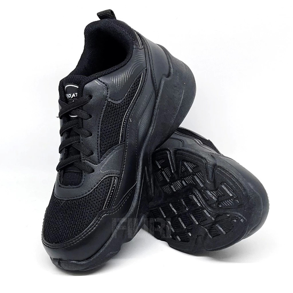 Pro Att - LIP 33-40 - Sepatu Sneakers Kets Sekolah Olahraga Anak SD SMP SMA Kuliah Kerja - Full Hitam - Gambar 4
