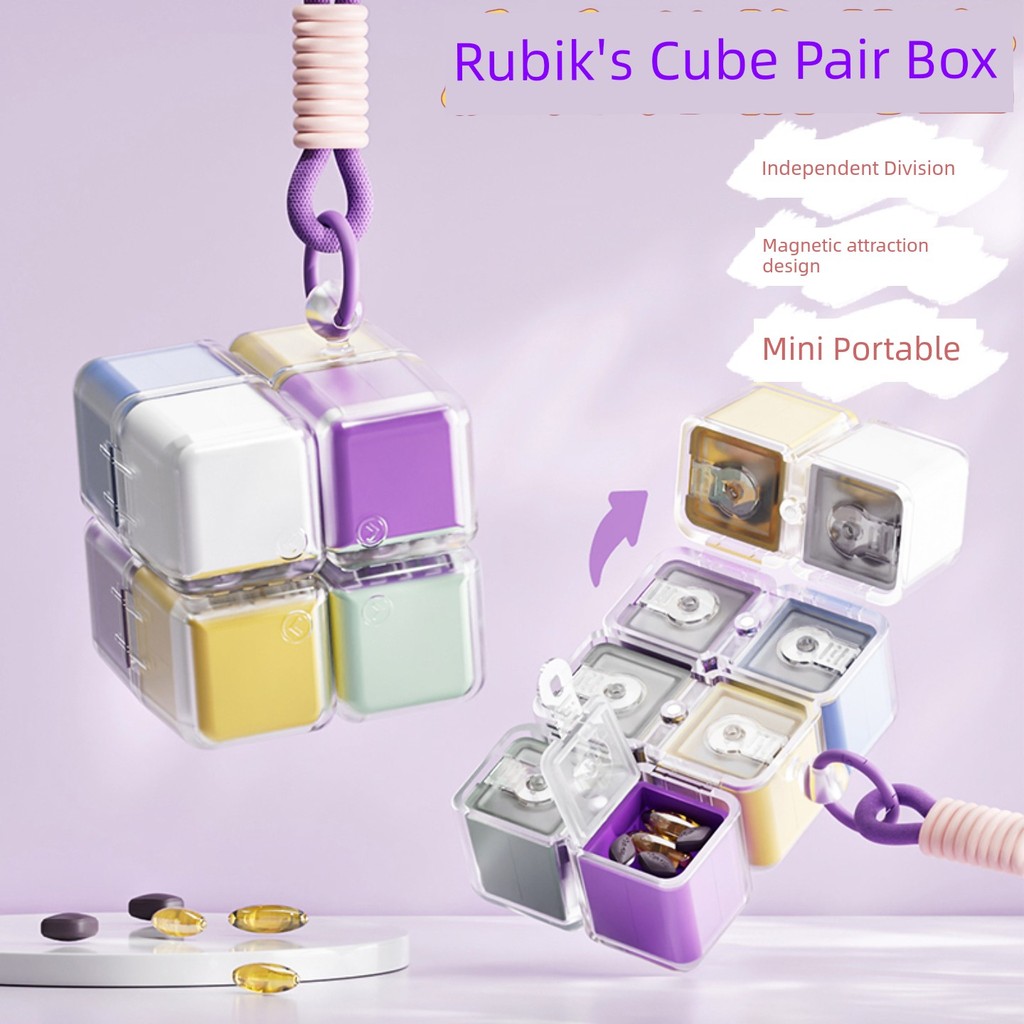 medicine pill box pill box Fun Cube Pill Box with Lanyard Portable ...
