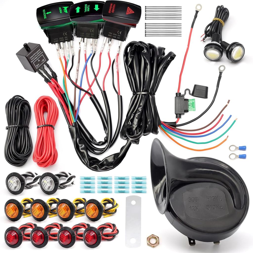 Pre-Wired ATV UTV Turn Signal Horn Kit,Universal Street Legal Kit ...