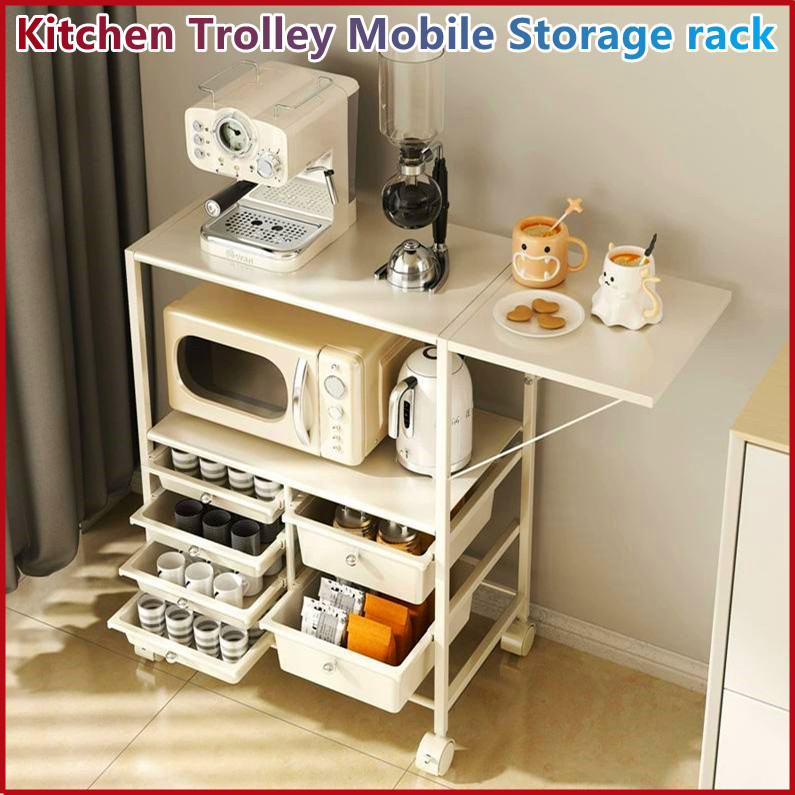 Kitchen Trolley Kitchen Mobile Multi Layer Storage Cabinet Microwave ...