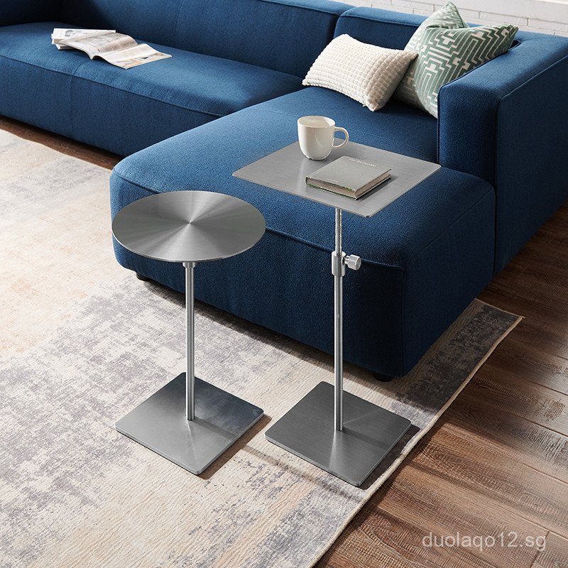 Stainless Steel Adjustable Side Table Small Round Table High Leg Coffee ...