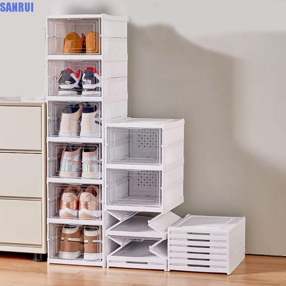 SANRUI Foldable Shoe Box, Dustproof Transparent Multi Layer Shoe Box ...