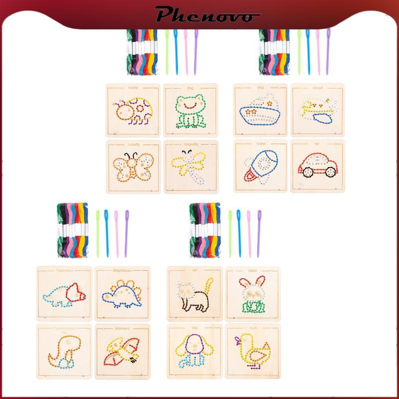 [Phenovo] Wooden Lacing Embroidery Board Game Threading Activity ...