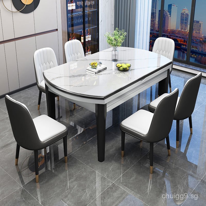 Slate Dining Table and Chair Set Modern Simple Solid Wood Dining Table ...