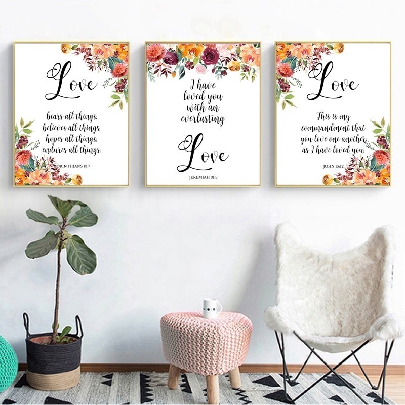 Christian Wall Art Canvas with Inspirational Bible Verses Watercolor ...