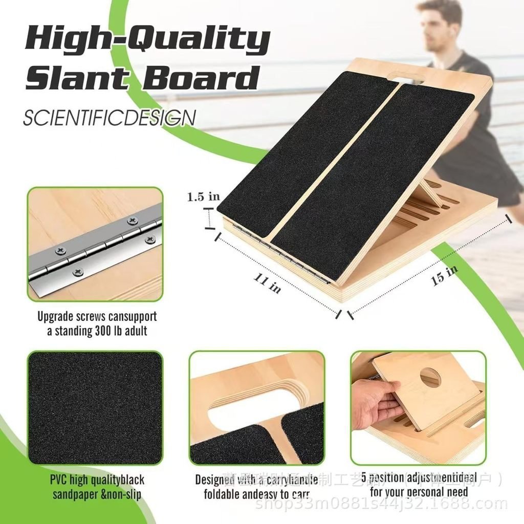 Adjustable Wooden In-Stock Fitness Incline Calf Stretch Board Wooden ...