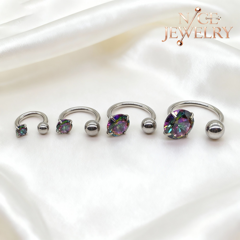 1 PC Multicolor Crystal Punk Rook Orbital Piercing Internal Threaded ...