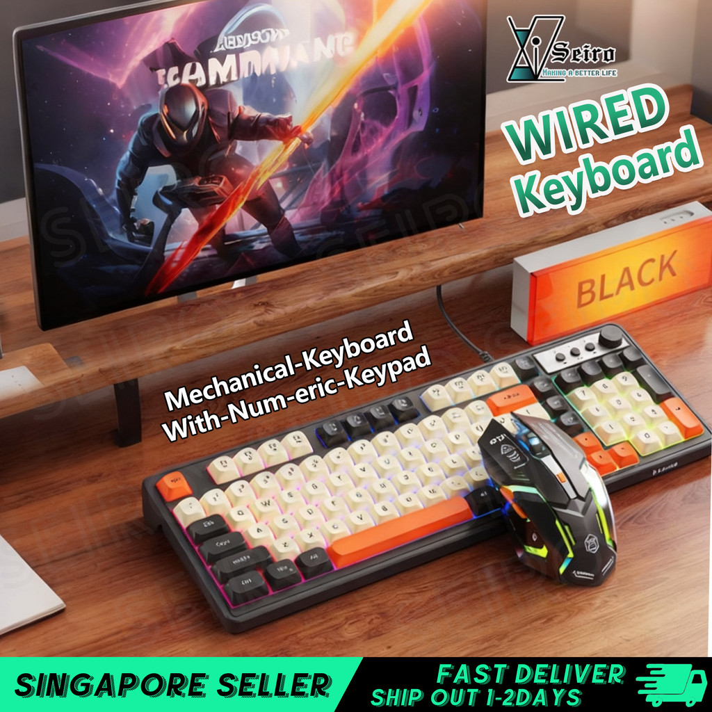 【SG】Wired Gaming Keyboard USB Plug-and-Play, Full-Size, 108 Keys ...