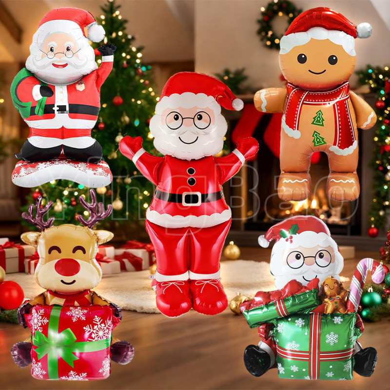 Self-Standing Christmas Standing Balloons Cute Santa Claus Foil Balloon ...