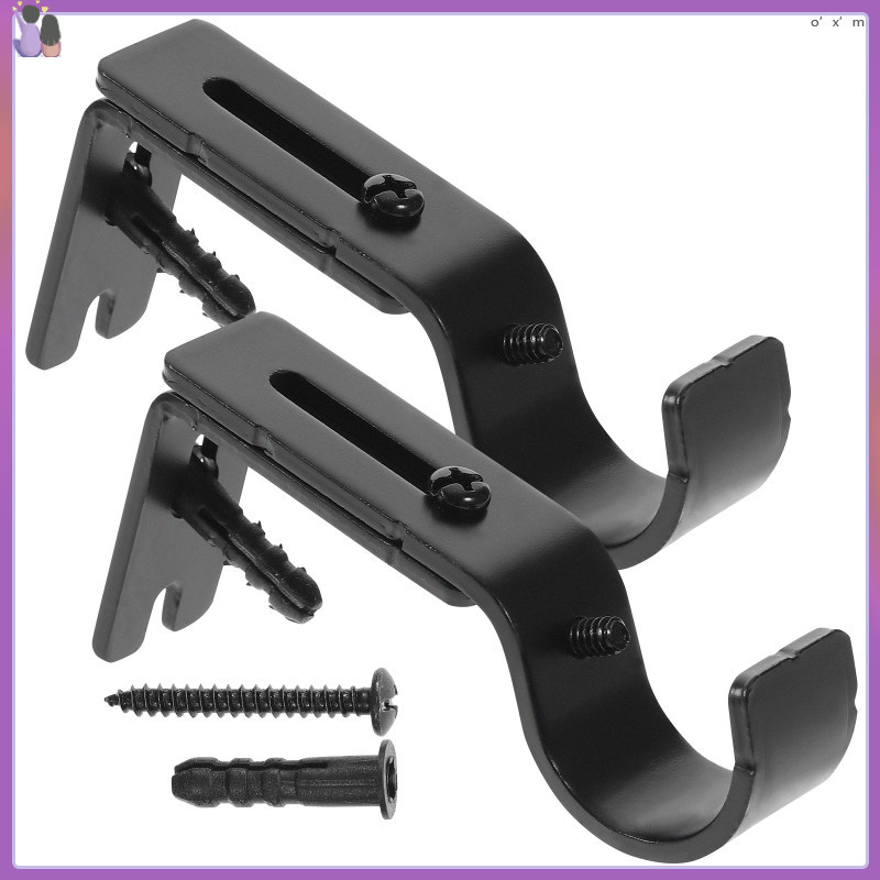 2-Pack Acrylic Rod Holders For Wall – Adhesive Shower Curtain Rod Bracket, No-Drill Closet Pole Support (Black/White/Transparent, 25lb Capacity)