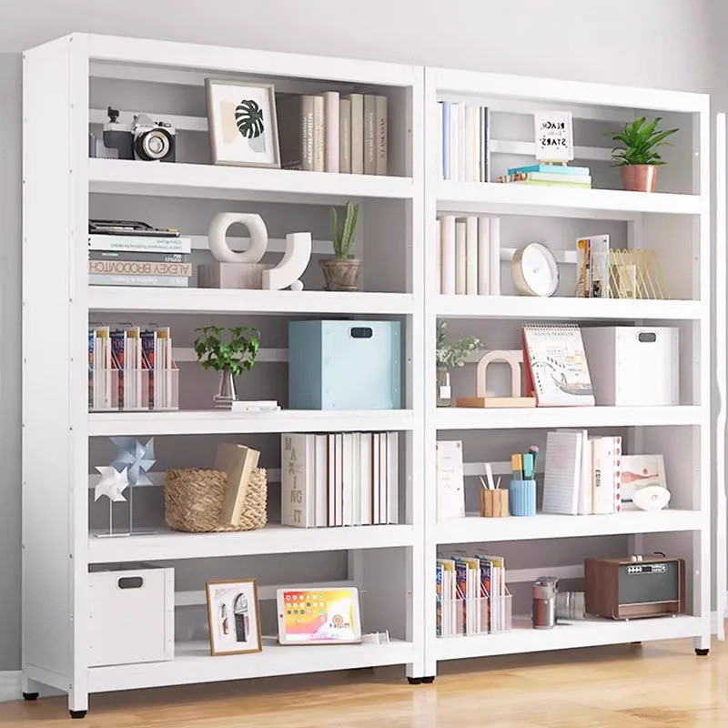 Mainstays Library Bookshelf White Metal Shelving Collect Stand ...