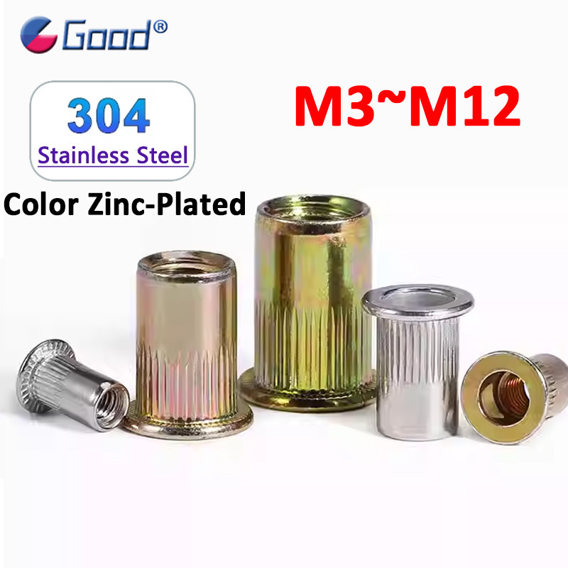 Flat Rivet Nut Carbon/Stainless Steel Pop Rivets Metric Thread Metal ...