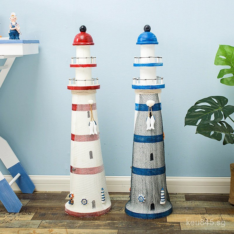 75Centimeter Mediterranean Decorative Wooden Lighthouse Observation ...
