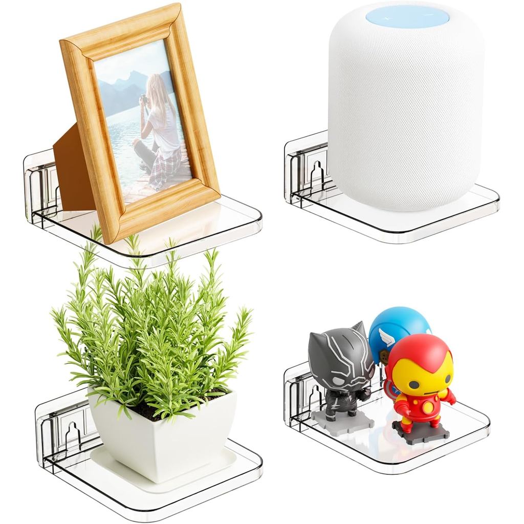 Yieach 5 Inch Mini Shelf for Wall,4 Pack No Drilling Small Adhesive ...