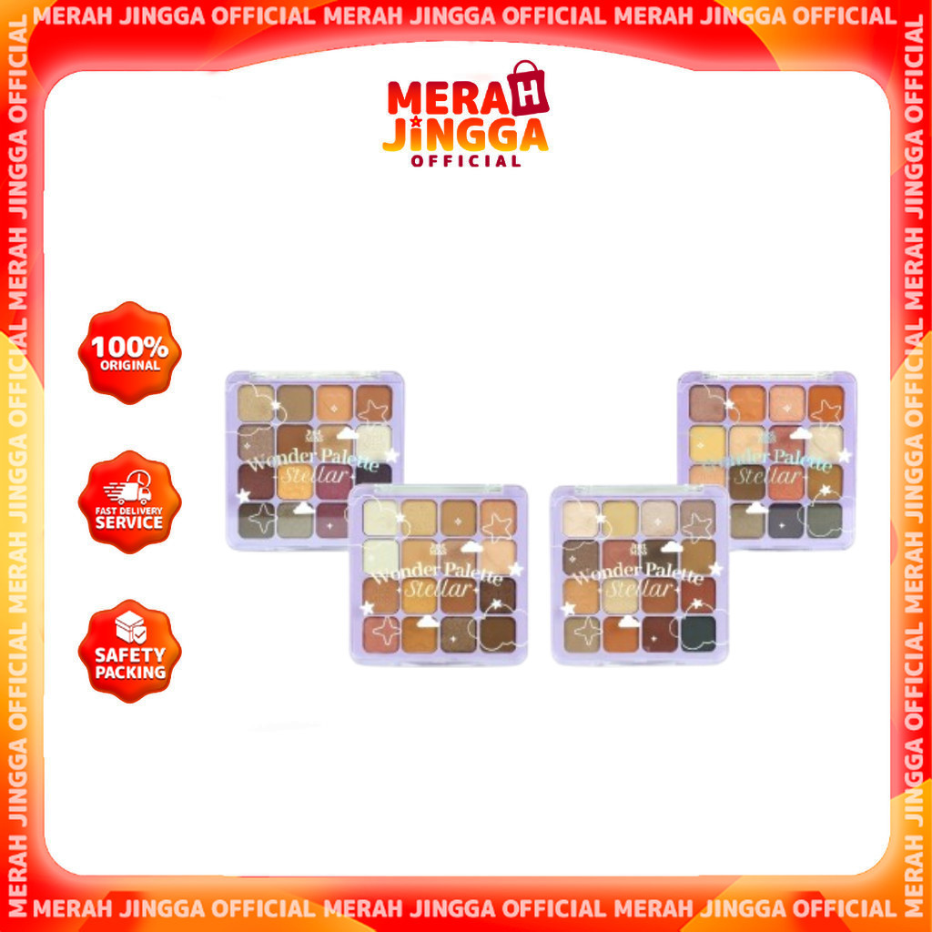 JUST MISS Wonder Pallete Stellar Eye shadow 16 Warna Shimmery Highlight / Merah Jingga Official