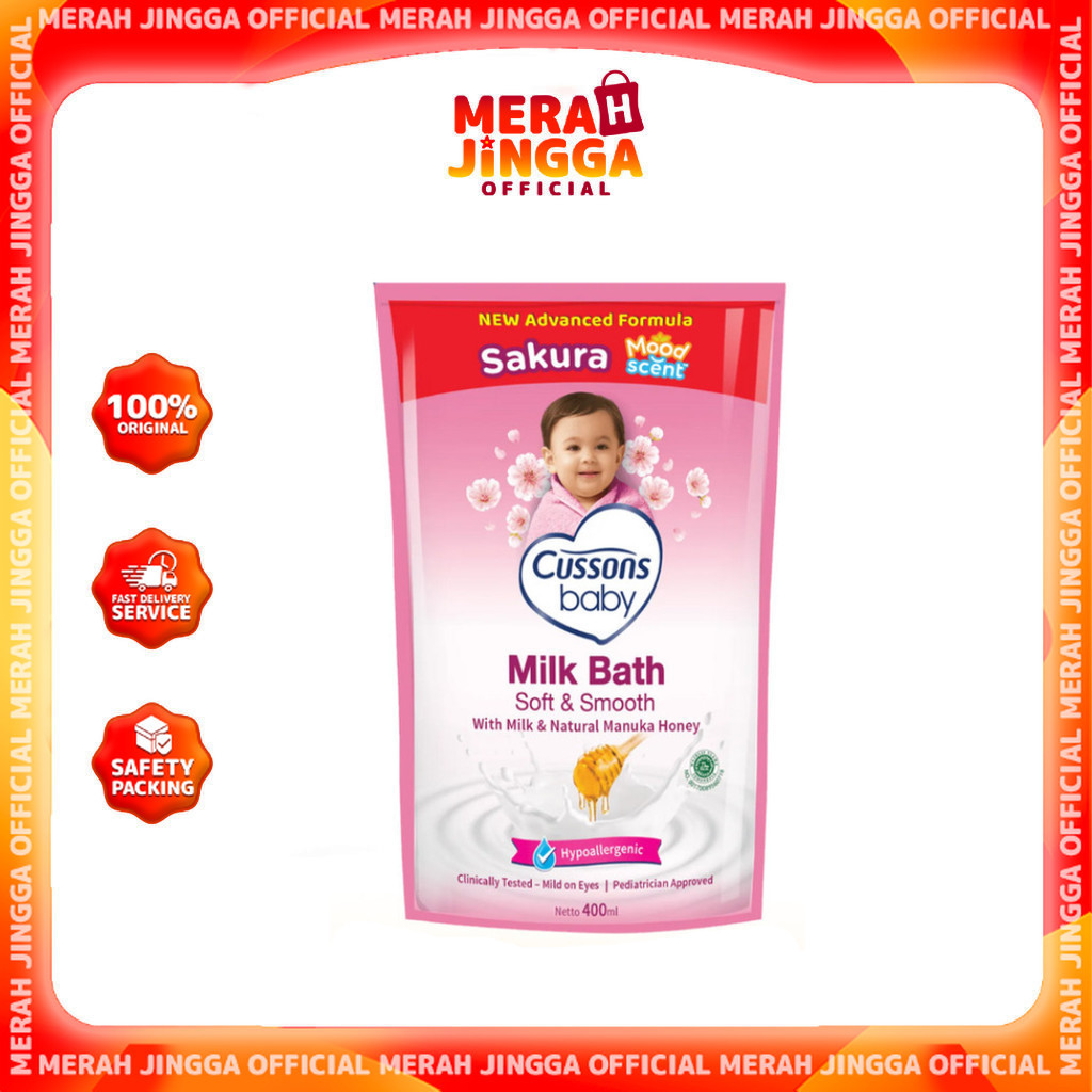 Cussons Baby Milk Bath Soft & Smooth - Sabun Mandi Bayi Refill 600 ml / Merah Jingga Official