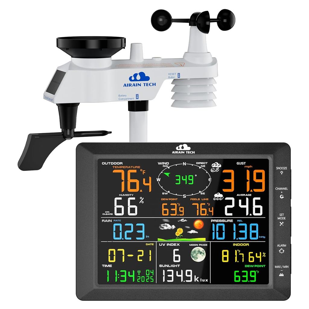 14-in-1 Wireless Weather Station with Outdoor Wireless Sensor,Radio ...
