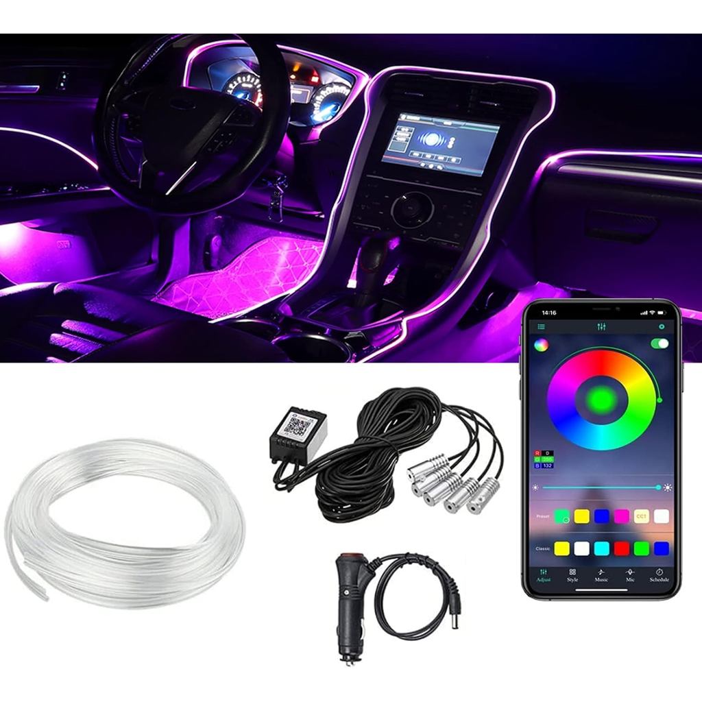 1 PC Car LED Strip Lights, 16 Million Colors 5 in 1 with 236 inches ...