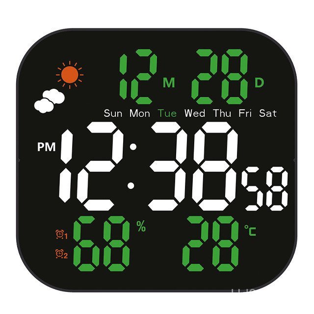 Large Screen Temperature Wall Clock Simple Font LED Electronic Clock ...