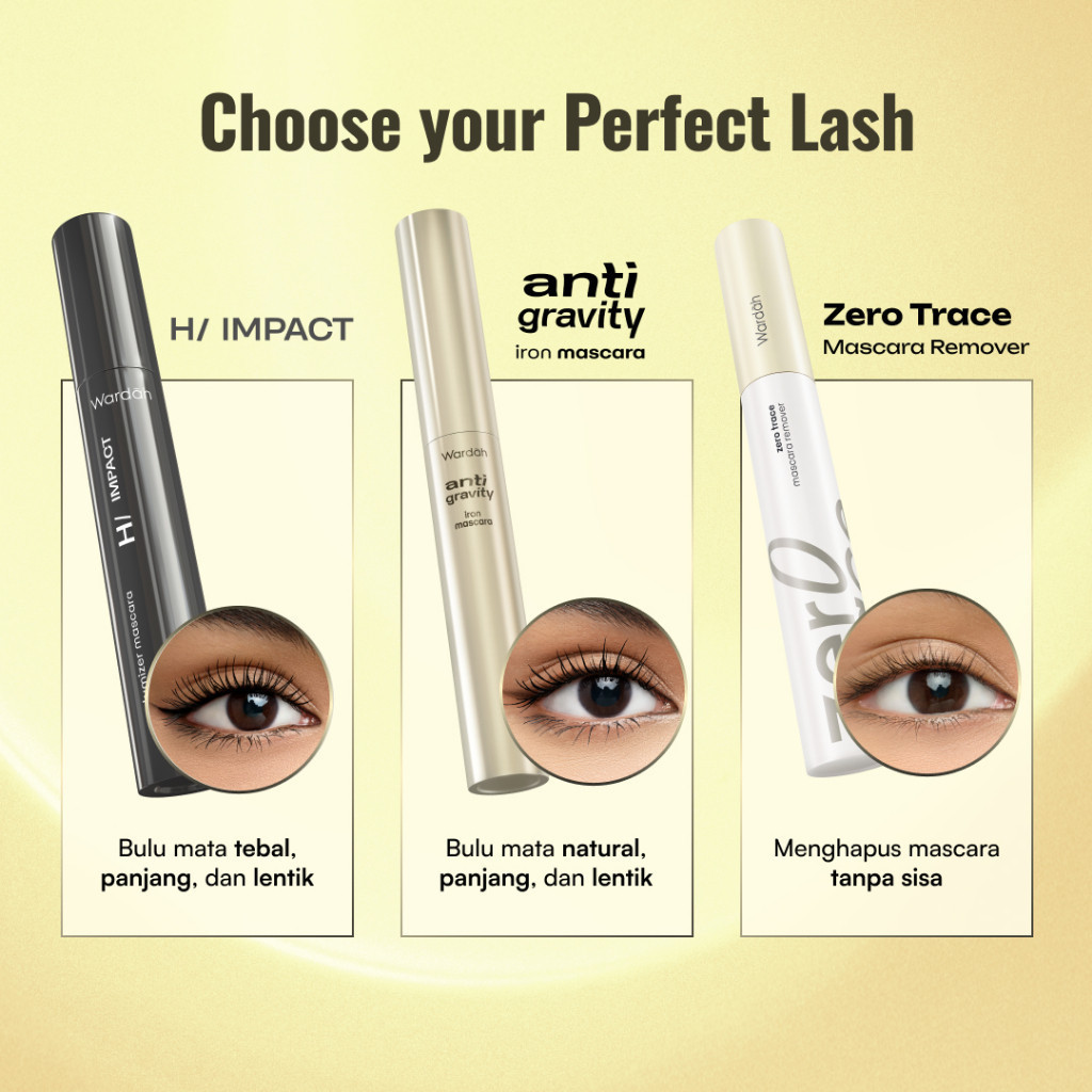 WARDAH Mascara Hi-Impact Volumizer Mascara Anti-Gravity Iron Mascara Wardah Zero Trace Mascara Remover / MJO - Gambar 2
