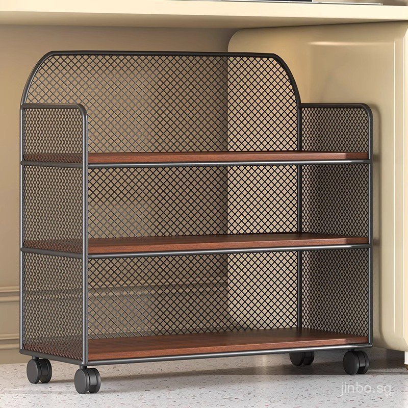 Office Desk Storage Rack Home Study Desk Side Movable Bookshelf Multi ...