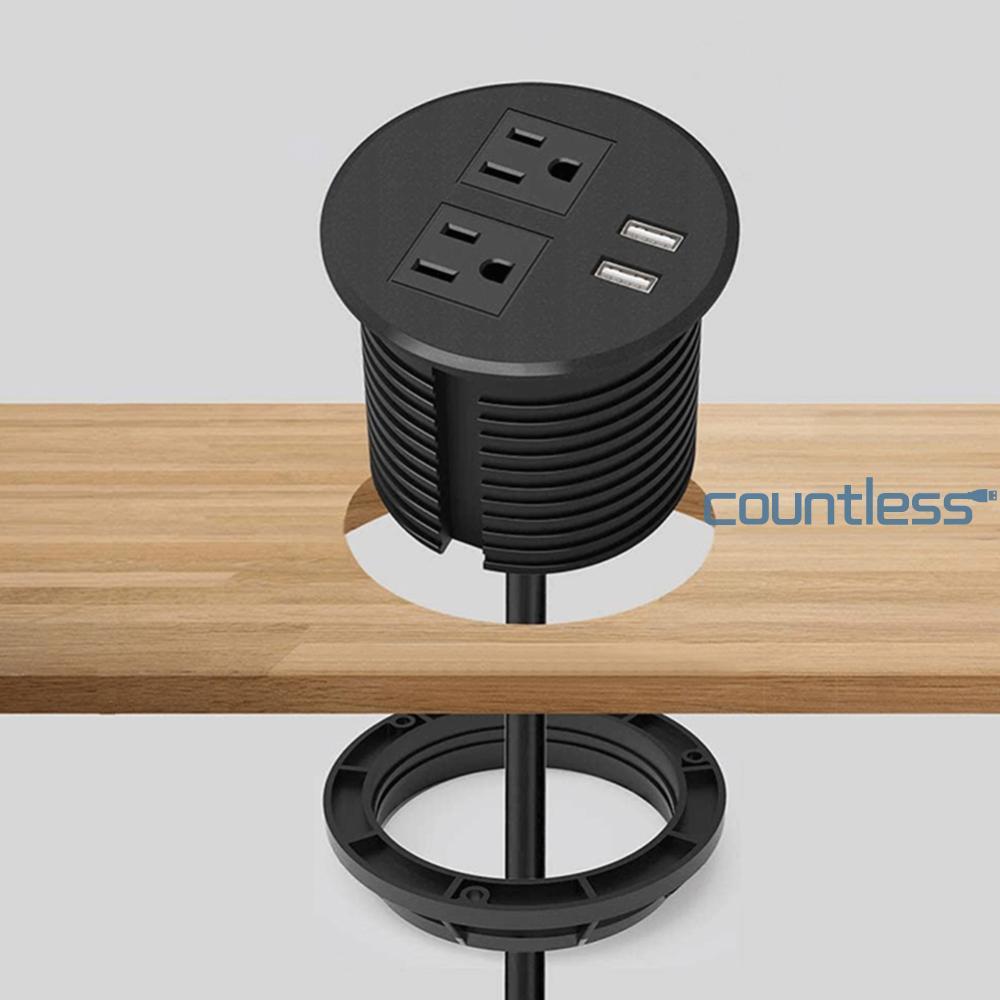 Desktop Power Grommet with 2 Outlets Desk Power Strip 2 USB/1 USB + PD ...