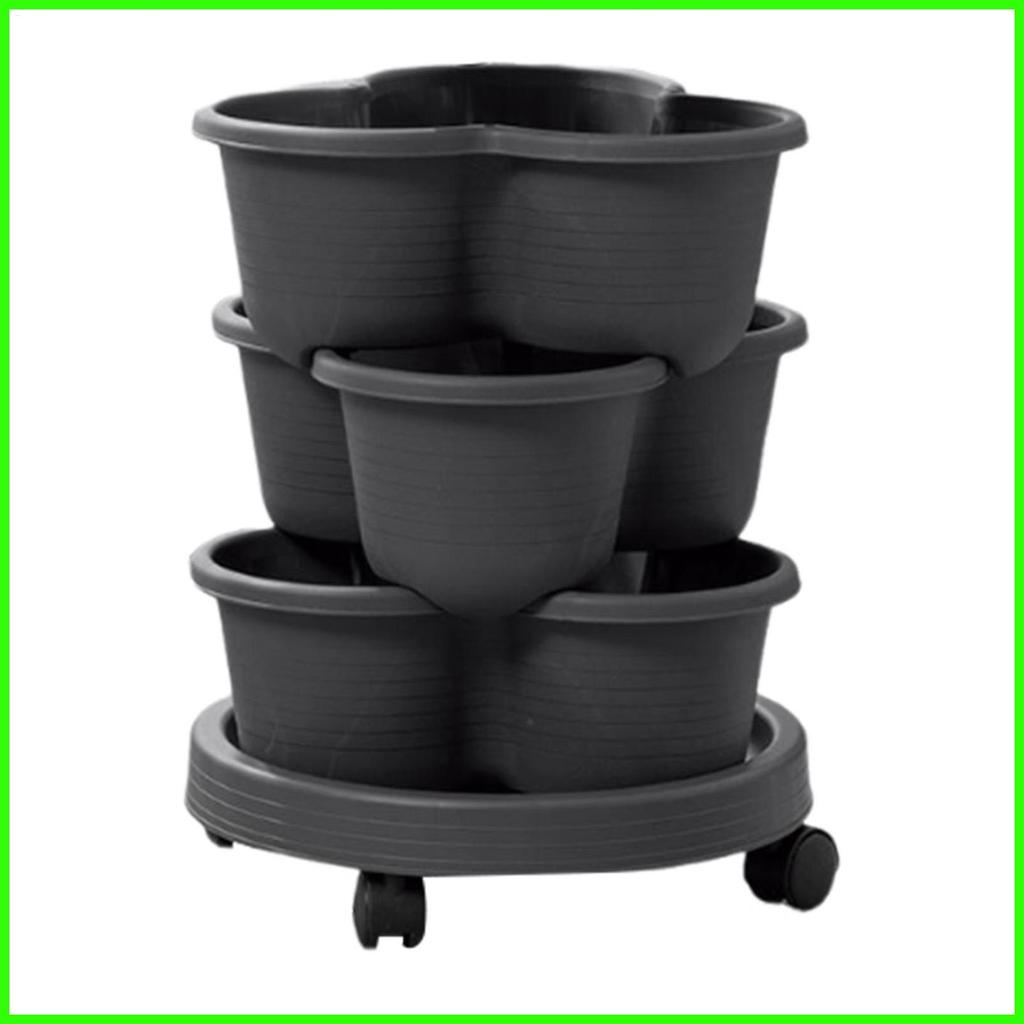 Planter Tower Stackable Strawberry Tower Pot with 3 Tiers Stacking ...