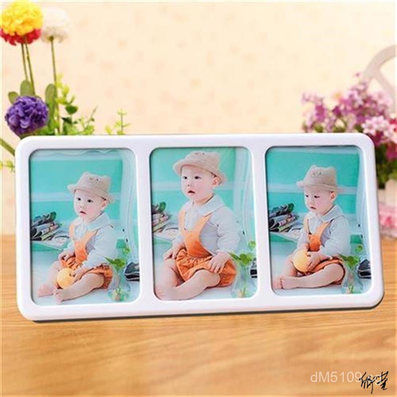 Grid Photo Frame Display Stand Photo Decoration Three-Compartment Photo ...