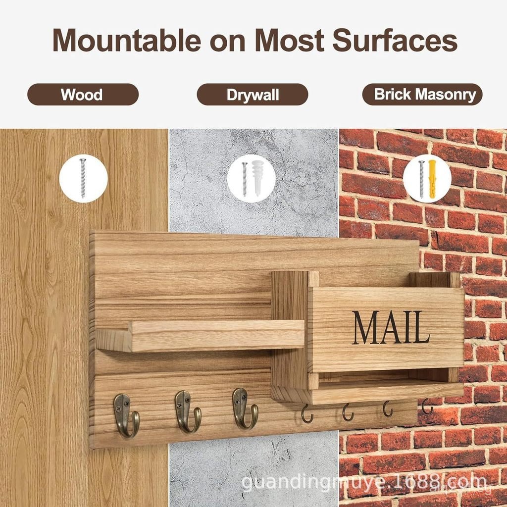 Entryway Door Hook Key Storage Rack Rack Entryway Wall-Mounted Wooden ...