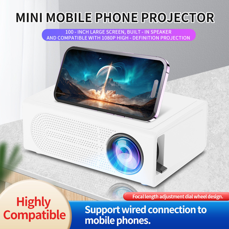 Portable LED Mini Projector HD 1080P Home Use Connect Mobile Phone ...
