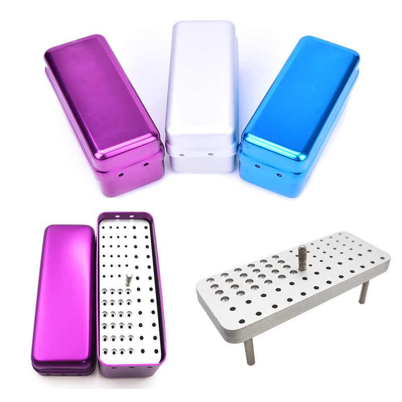 72 Holes Dental Bur Box Aluminum Dental Bur Disinfection Box Autoclave ...