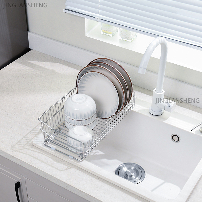 304 Stainless Steel Dish Drainer Rack, Expandable Sink Drying Rack with ...