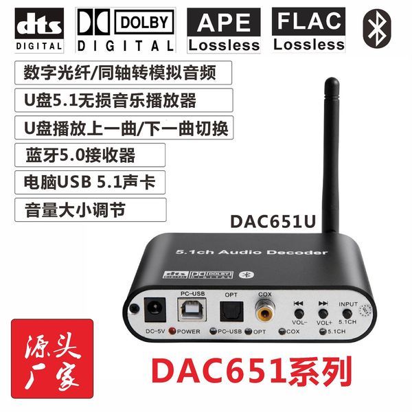 DTS Dolby AC3 5.1 Audio Decoder Digital SPDIF Fiber Coaxial Computer ...