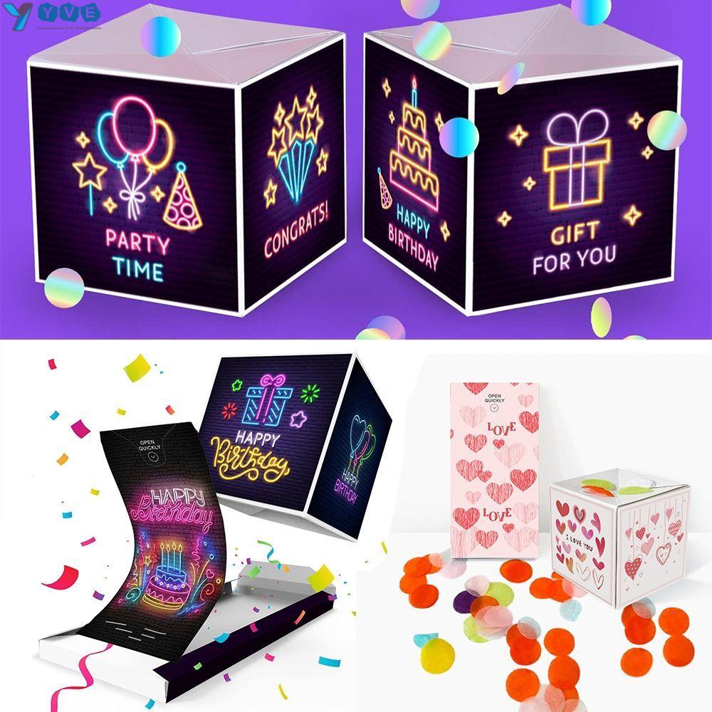 YVE Exploding Confetti Card, Pop Up Cards Creative Bounce Box ...