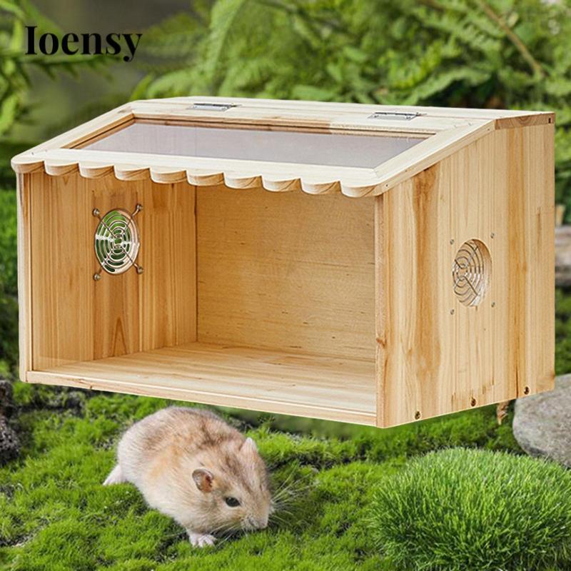 Ioensy Hamster Brooder Box Wooden Exploring Toys Mice Rat Habitat ...