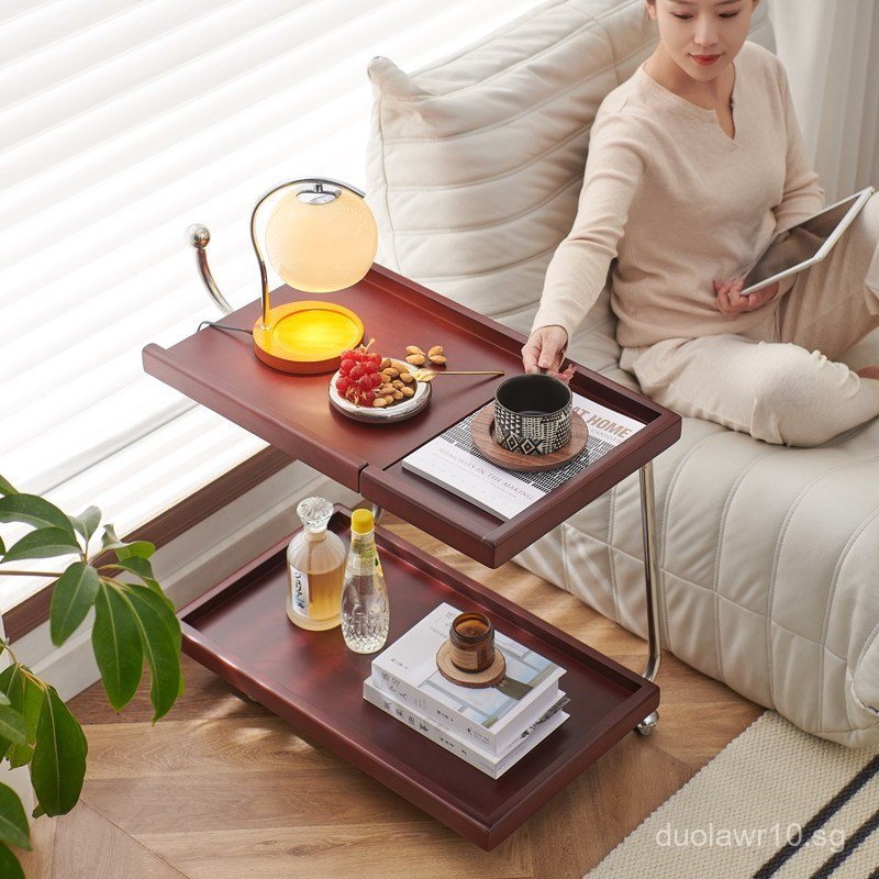 Vintage Style Coffee Table Three-Level Adjustable Solid Wood Table Top ...