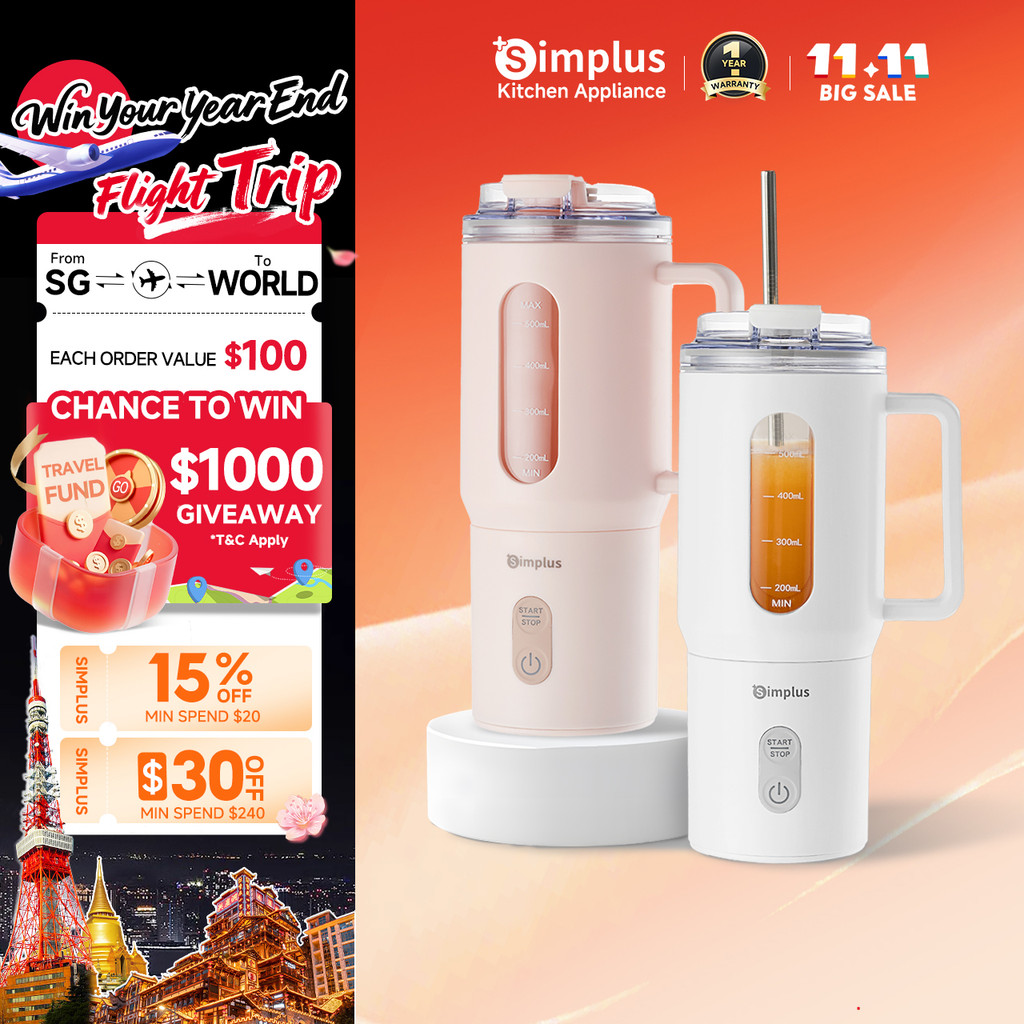 Simplus Kit Portable Blender Wireless Juicer Cup To-Go Travel Mug丨500mL ...