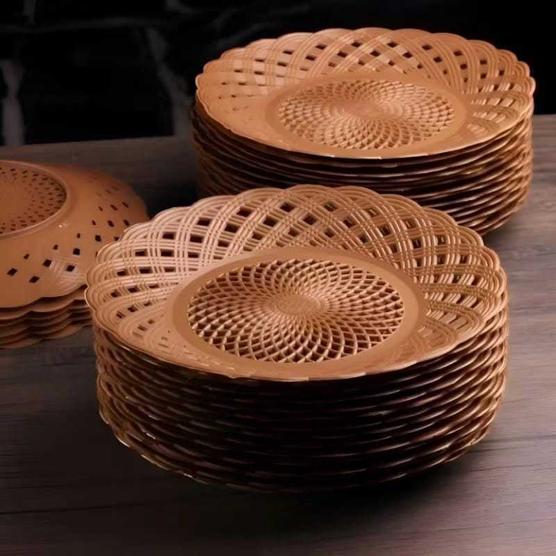 Plastic Rattan Plates, 1 Dozen 12 Pieces/ | Shopee Singapore