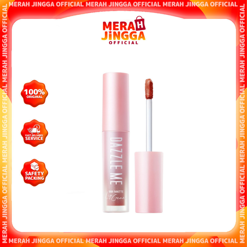 DAZZLE ME Ink-Matte Lip Cream High Pigmented dengan hasil akhir Matte Finish 12H / Merah Jingga Official