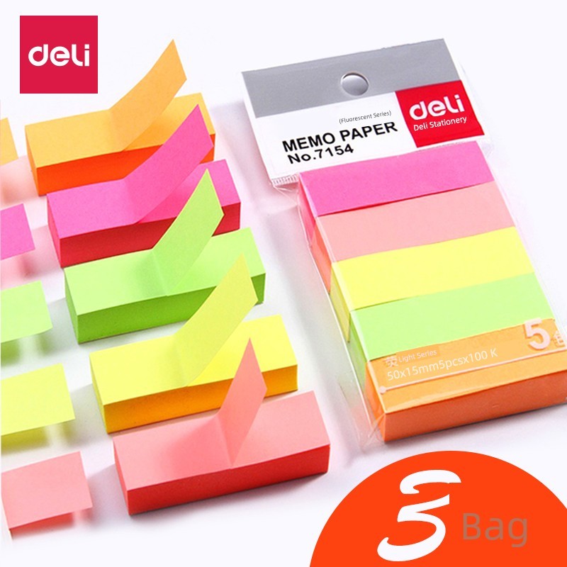Deli Color Post-it Notes Fluorescent Film Indication Stickers ...