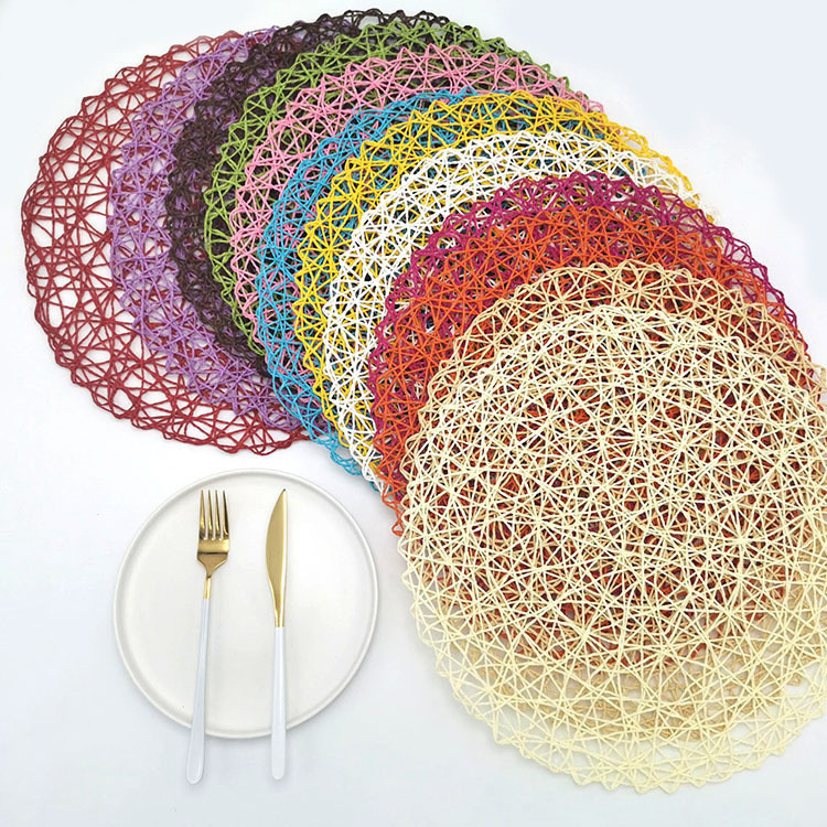Modern Minimalist Thin Paper Rope Placemat Round Messy Braided Woven ...