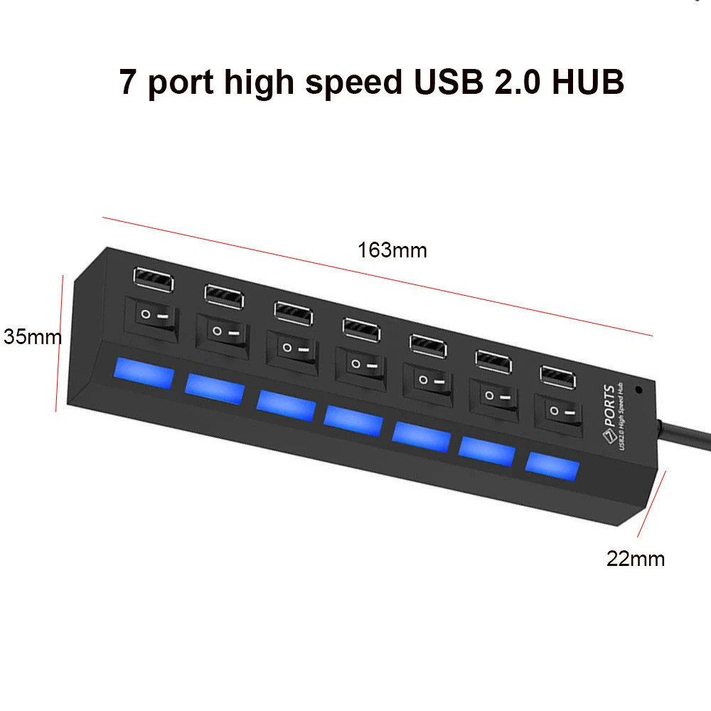 Featured Product Switch Usb Hub 2.0 Adapter High Speed Multi 7 Ports ...